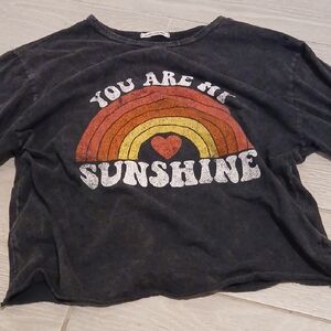 Caution To The Wind Kids Tee - Black with Rainbow